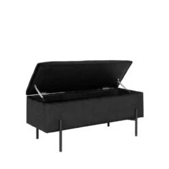 WATFORD Banc Avec Coffre De Rangement En Velours Et Métal -Meubles Soldes Magasin banc coffre rangement velours metal house nordic watford 3