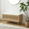 BOMBONG Banc D'entrée Avec Rangement Chaussures En Bois Et Cannage L100cm 2 BOMBONG Banc D'entrée Avec Rangement Chaussures En Bois Et Cannage L100cm -Meubles Soldes Magasin banc entree avec rangement chaussures bois cannage l100cm bombong