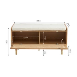 BOMBONG Banc D'entrée Avec Rangement Chaussures En Bois Et Cannage L100cm -Meubles Soldes Magasin banc entree avec rangement chaussures bois cannage l100cm bombong 6