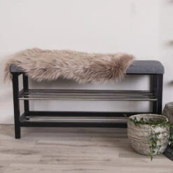 PADOVA Banc En Métal Et Tissu Avec étagères L100cm