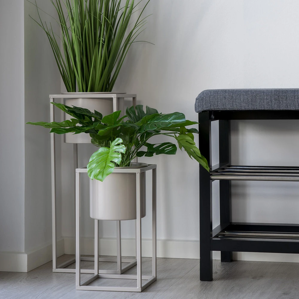 PADOVA Banc En Métal Et Tissu Avec étagères L100cm 8 PADOVA Banc En Métal Et Tissu Avec étagères L100cm – Image 6