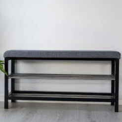 PADOVA Banc En Métal Et Tissu Avec étagères L100cm 16 PADOVA Banc En Métal Et Tissu Avec étagères L100cm -Meubles Soldes Magasin banc metal tissu avec etageres l100cm house nordic padova 6