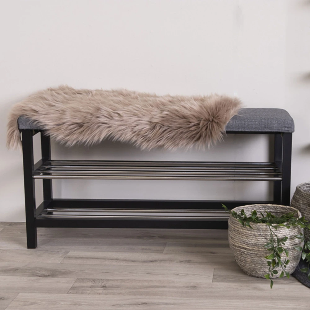 PADOVA Banc En Métal Et Tissu Avec étagères L100cm 3 PADOVA Banc En Métal Et Tissu Avec étagères L100cm