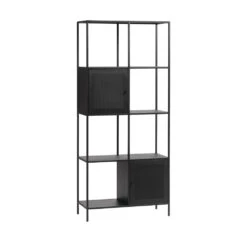 ABEL Bibliothèque 2 Portes, 6 Niches En Métal H180cm -Meubles Soldes Magasin bibliotheque 2 portes 6 niches metal h180cm abel 3