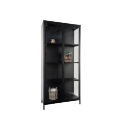 BRISBANE Vaisselier En Verre Et Métal H175cm -Meubles Soldes Magasin brisbane vaisselier verre metal h175cm house nordic 3