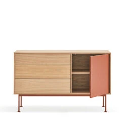 YOKO Buffet 1 Porte 3 Tiroirs En Bois L128cm -Meubles Soldes Magasin buffet 1 porte 3 tiroirs bois l128cm teulat yoko 3