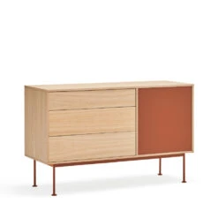 YOKO Buffet 1 Porte 3 Tiroirs En Bois L128cm -Meubles Soldes Magasin buffet 1 porte 3 tiroirs bois l128cm teulat yoko 4