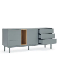 CORVO Buffet 1 Porte 6 Tiroirs En Bois L180cm -Meubles Soldes Magasin buffet 1 porte 6 tiroirs bois l180cm teulat corvo 2