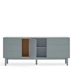 CORVO Buffet 1 Porte 6 Tiroirs En Bois L180cm -Meubles Soldes Magasin buffet 1 porte 6 tiroirs bois l180cm teulat corvo 3