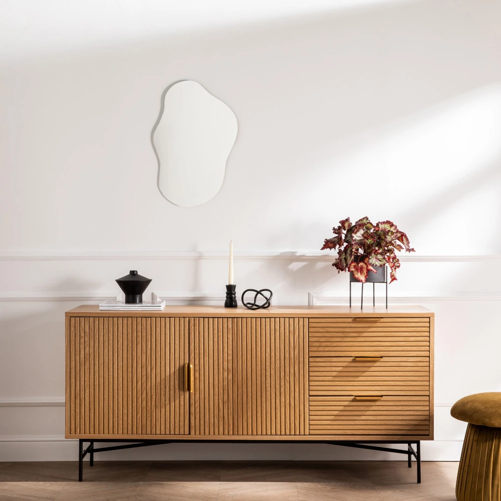 SVEG Buffet 2 Portes 3 Tiroirs En Bois L160cm 3 SVEG Buffet 2 Portes 3 Tiroirs En Bois L160cm