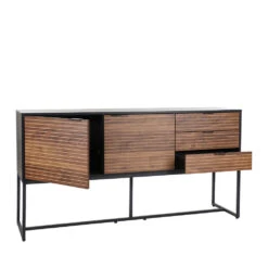 PARIGI Buffet 2 Portes 3 Tiroirs En Bois Et Métal L160cm -Meubles Soldes Magasin buffet 2 portes 3 tiroirs bois metal l160cm parigi pomax 3