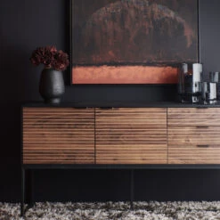 PARIGI Buffet 2 Portes 3 Tiroirs En Bois Et Métal L160cm -Meubles Soldes Magasin buffet 2 portes 3 tiroirs bois metal l160cm parigi pomax 4