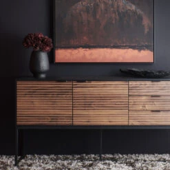 PARIGI Buffet 2 Portes 3 Tiroirs En Bois Et Métal L160cm -Meubles Soldes Magasin buffet 2 portes 3 tiroirs bois metal l160cm parigi pomax 5