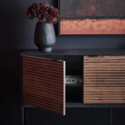 PARIGI Buffet 2 Portes 3 Tiroirs En Bois Et Métal L160cm -Meubles Soldes Magasin buffet 2 portes 3 tiroirs bois metal l160cm parigi pomax 6