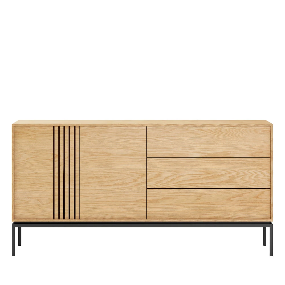 KROKOM Buffet 2 Portes 3 Tiroirs En Bois Et Métal L180cm 4 KROKOM Buffet 2 Portes 3 Tiroirs En Bois Et Métal L180cm – Image 2
