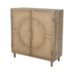 PABLO Buffet 2 Portes En Bois Et Cannage 100x95cm -Meubles Soldes Magasin buffet 2 portes bois cannage 100x95cm bloomingville pablo 2