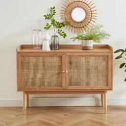 BOMBONG Buffet 2 Portes En Bois Et Cannage L120cm