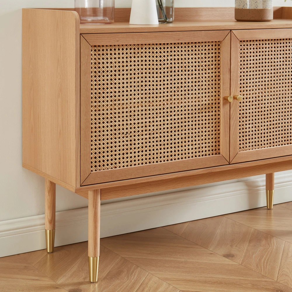 BOMBONG Buffet 2 Portes En Bois Et Cannage L120cm 8 BOMBONG Buffet 2 Portes En Bois Et Cannage L120cm – Image 6