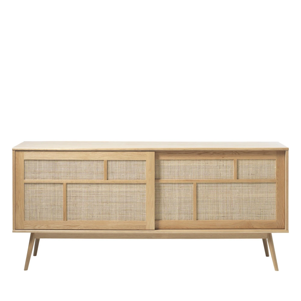 KIYO Buffet 2 Portes En Bois Et Rotin L180cm 4 KIYO Buffet 2 Portes En Bois Et Rotin L180cm – Image 2