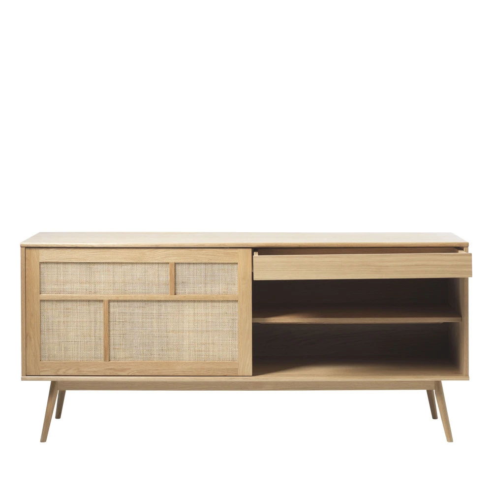 KIYO Buffet 2 Portes En Bois Et Rotin L180cm 5 KIYO Buffet 2 Portes En Bois Et Rotin L180cm – Image 3