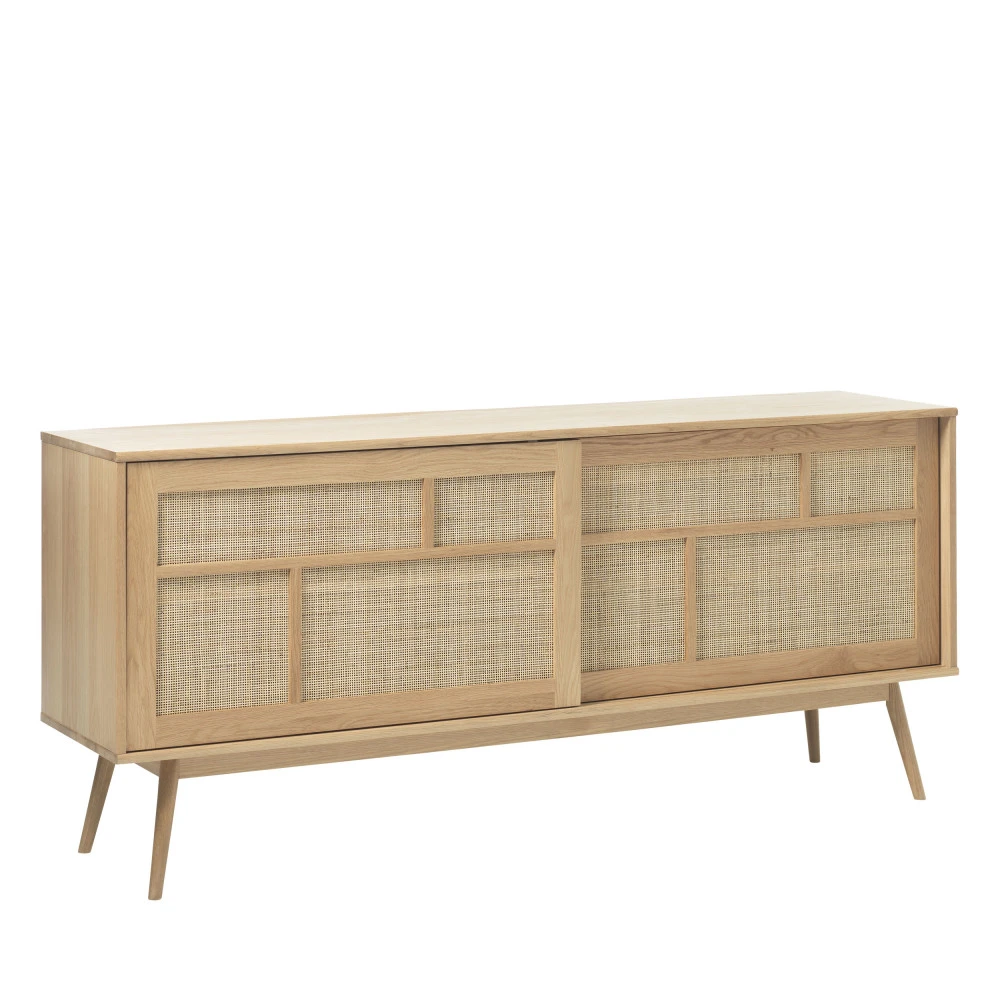 KIYO Buffet 2 Portes En Bois Et Rotin L180cm 7 KIYO Buffet 2 Portes En Bois Et Rotin L180cm – Image 5
