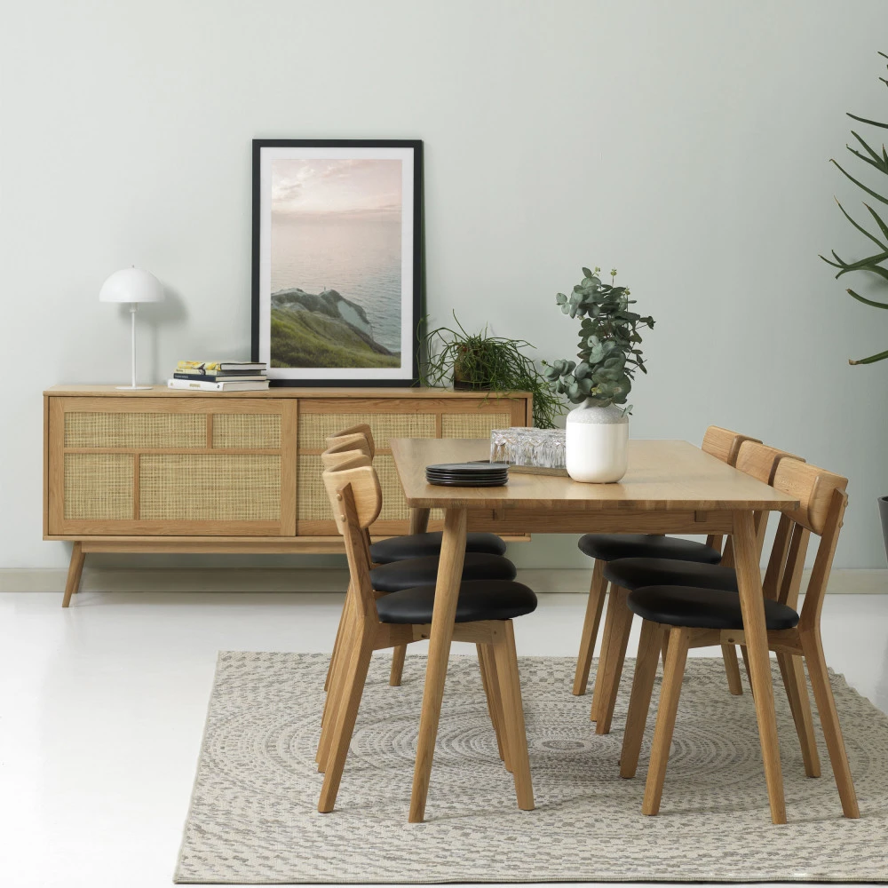 KIYO Buffet 2 Portes En Bois Et Rotin L180cm 3 KIYO Buffet 2 Portes En Bois Et Rotin L180cm