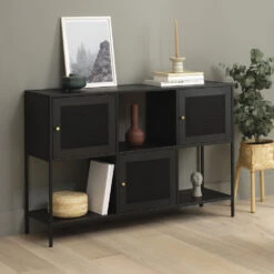 ABEL Buffet 3 Portes, 3 Niches En Métal L120cm -Meubles Soldes Magasin buffet 3 portes 3 niches metal l120cm abel 9