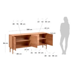 LENON Buffet 3 Portes 3 Tiroirs En Bois L200 Cm -Meubles Soldes Magasin buffet 3 portes 3 tiroirs bois lenon 4