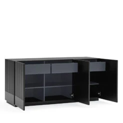 DORIC Buffet 3 Portes En Bois L150cm -Meubles Soldes Magasin buffet 3 portes bois l150cm doric teulat 3