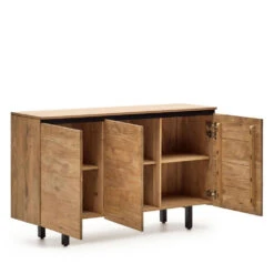 UXUE Buffet 3 Portes En Bois Massif D'acacia Et Métal L150xH78cm -Meubles Soldes Magasin buffet 3 portes en bois massif d acacia et metal l150xh78cm kave home uxue 2