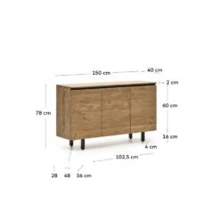 UXUE Buffet 3 Portes En Bois Massif D'acacia Et Métal L150xH78cm -Meubles Soldes Magasin buffet 3 portes en bois massif d acacia et metal l150xh78cm kave home uxue 7