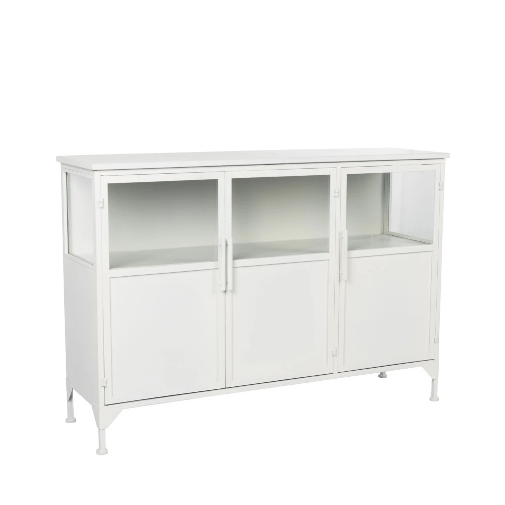 MIYA Buffet 3 Portes En Verre Et Métal L120cm 5 MIYA Buffet 3 Portes En Verre Et Métal L120cm – Image 3