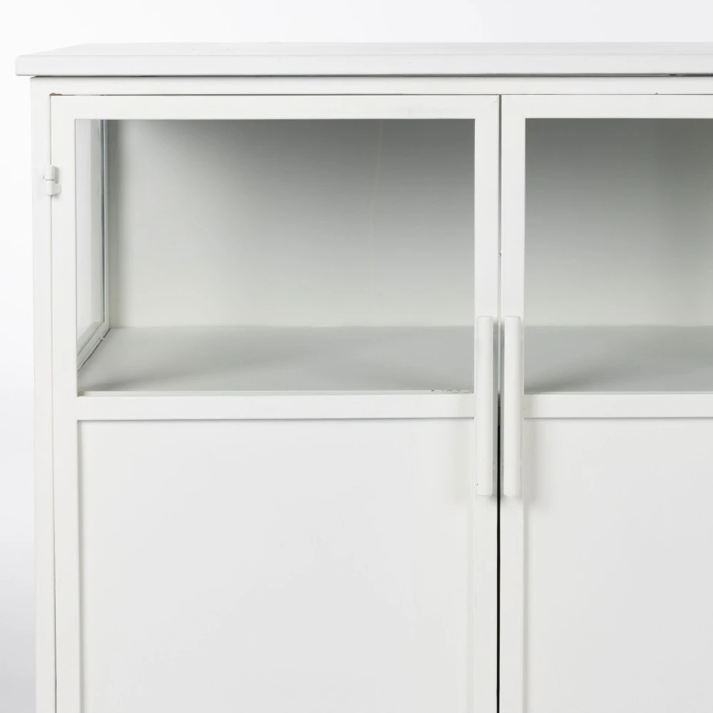 MIYA Buffet 3 Portes En Verre Et Métal L120cm 6 MIYA Buffet 3 Portes En Verre Et Métal L120cm – Image 4