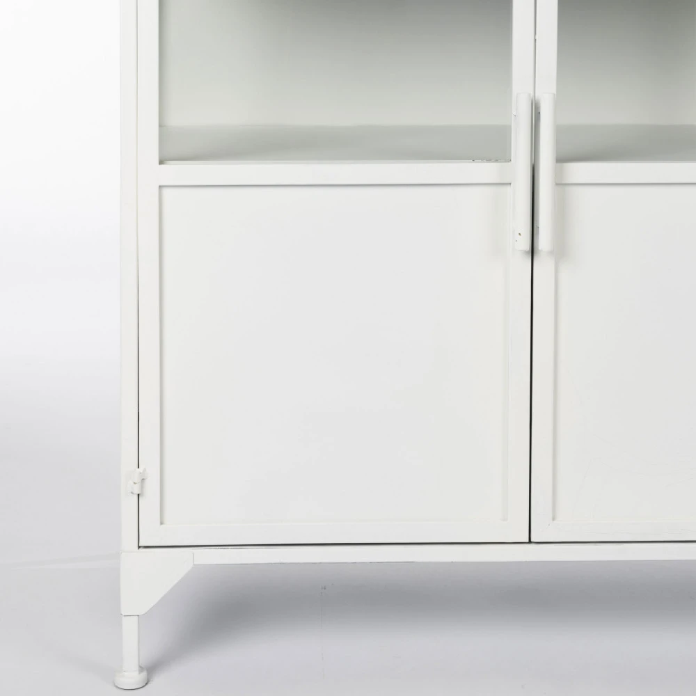 MIYA Buffet 3 Portes En Verre Et Métal L120cm 7 MIYA Buffet 3 Portes En Verre Et Métal L120cm – Image 5