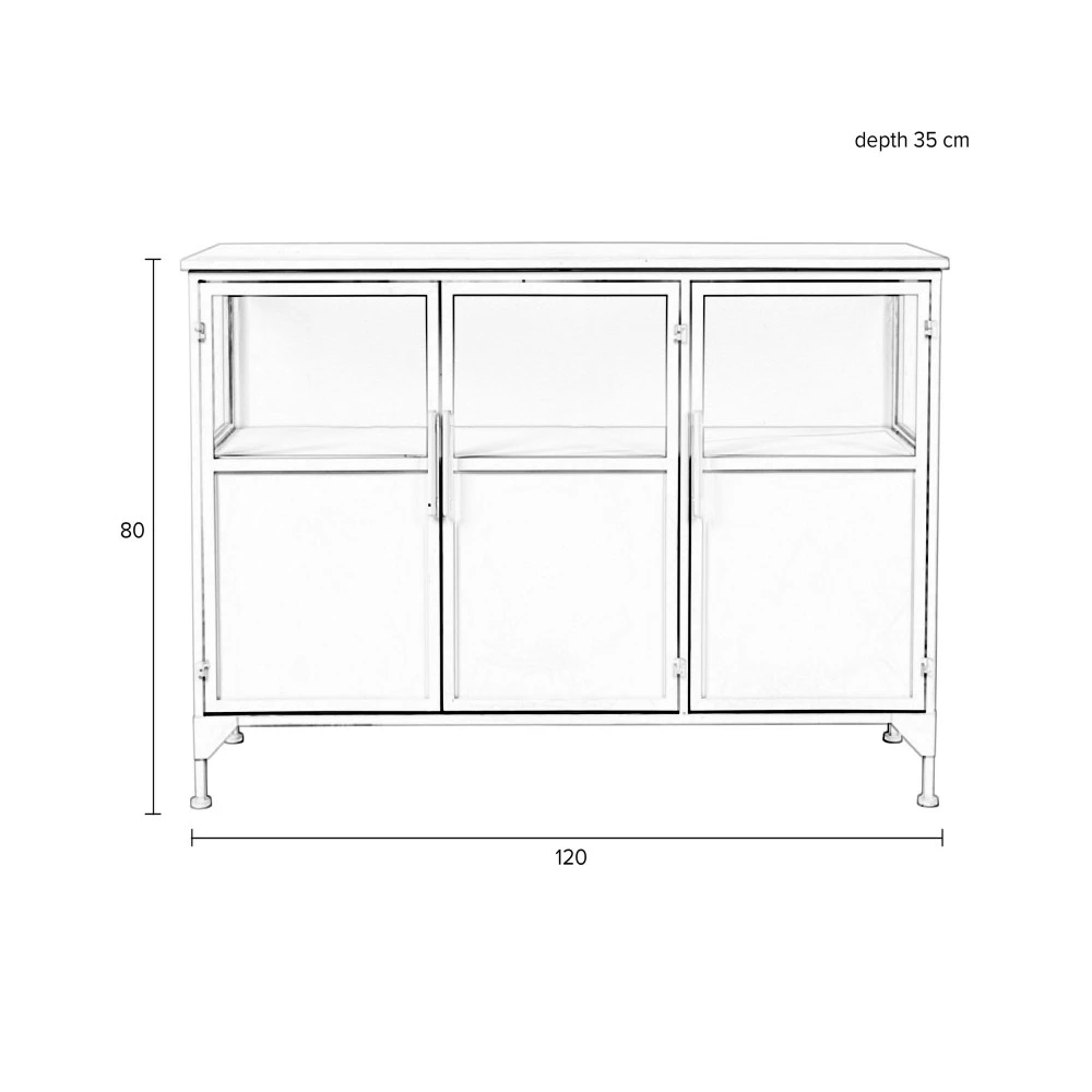MIYA Buffet 3 Portes En Verre Et Métal L120cm 12 MIYA Buffet 3 Portes En Verre Et Métal L120cm – Image 10