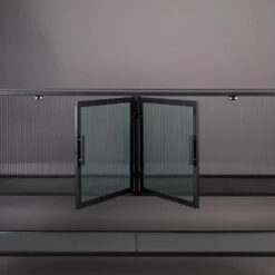 BOLI Buffet 4 Portes 1 étagère En Métal Et Verre Trempé -Meubles Soldes Magasin buffet 4 portes 1 etagere metal verre trempe dutchbone boli 3