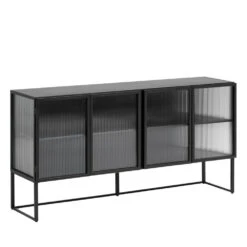 TRIXIE Buffet 4 Portes En Métal Et Verre Trempé -Meubles Soldes Magasin buffet 4 portes metal verre trempe trixie 1