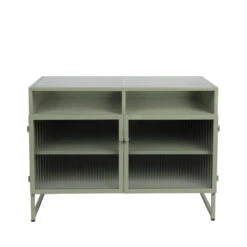 HERBE Buffet Bas Aux Portes Vitrées En Métal L38cm -Meubles Soldes Magasin buffet bas aux portes vitrees en metal h80cm herbe 1