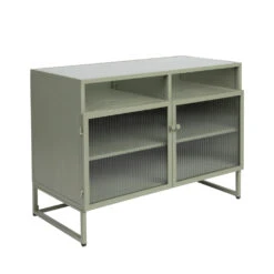 HERBE Buffet Bas Aux Portes Vitrées En Métal L38cm -Meubles Soldes Magasin buffet bas aux portes vitrees en metal h80cm herbe 2