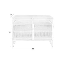 HERBE Buffet Bas Aux Portes Vitrées En Métal L38cm -Meubles Soldes Magasin buffet bas aux portes vitrees en metal h80cm herbe 7