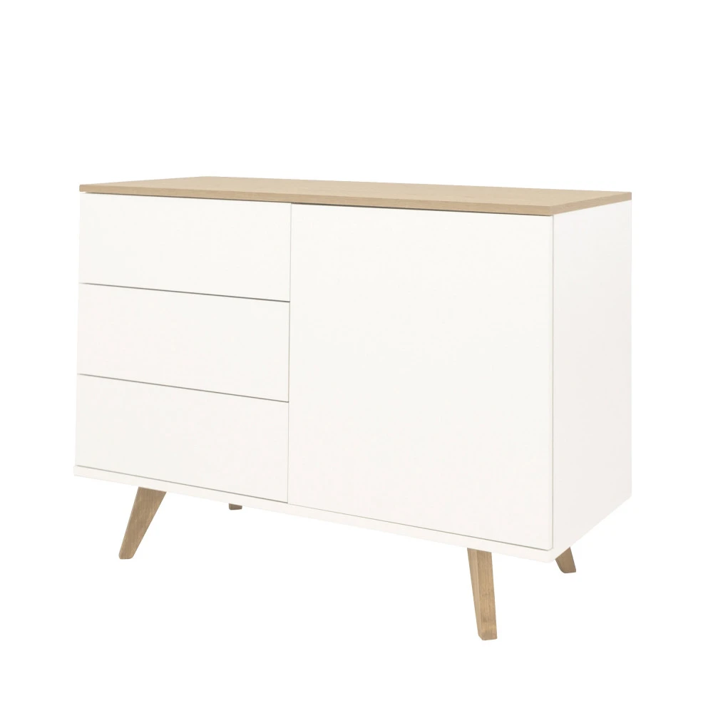 AMELIA Buffet En Bois 1 Porte 3 Tiroirs L109cm 5 AMELIA Buffet En Bois 1 Porte 3 Tiroirs L109cm – Image 3
