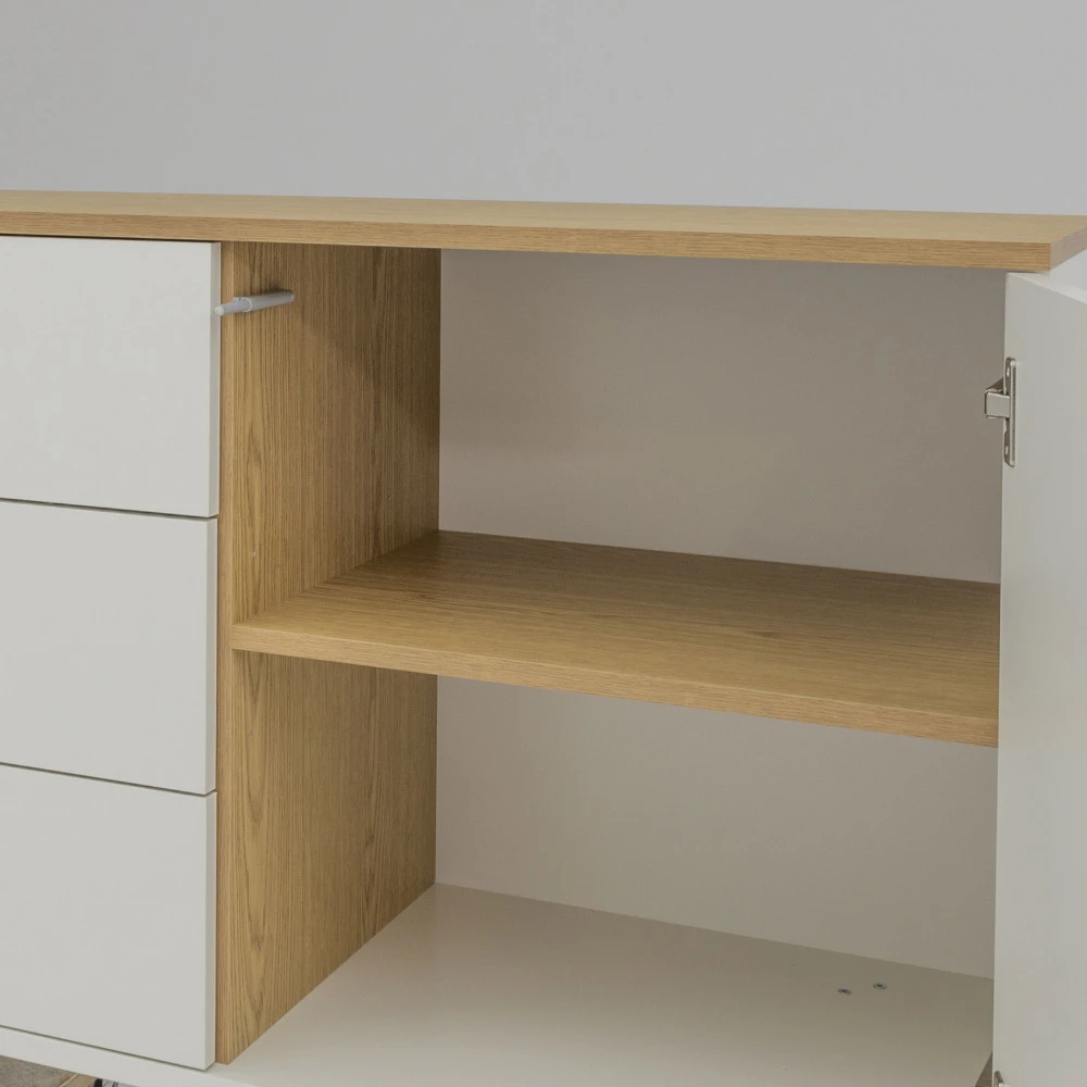 AMELIA Buffet En Bois 1 Porte 3 Tiroirs L109cm 9 AMELIA Buffet En Bois 1 Porte 3 Tiroirs L109cm – Image 7