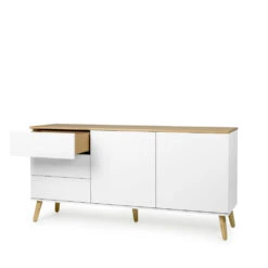 DOT Buffet En Bois 2 Portes 3 Tiroirs L162cm -Meubles Soldes Magasin buffet bois 2 portes 3 tiroirs l162cm tenzo dot 3
