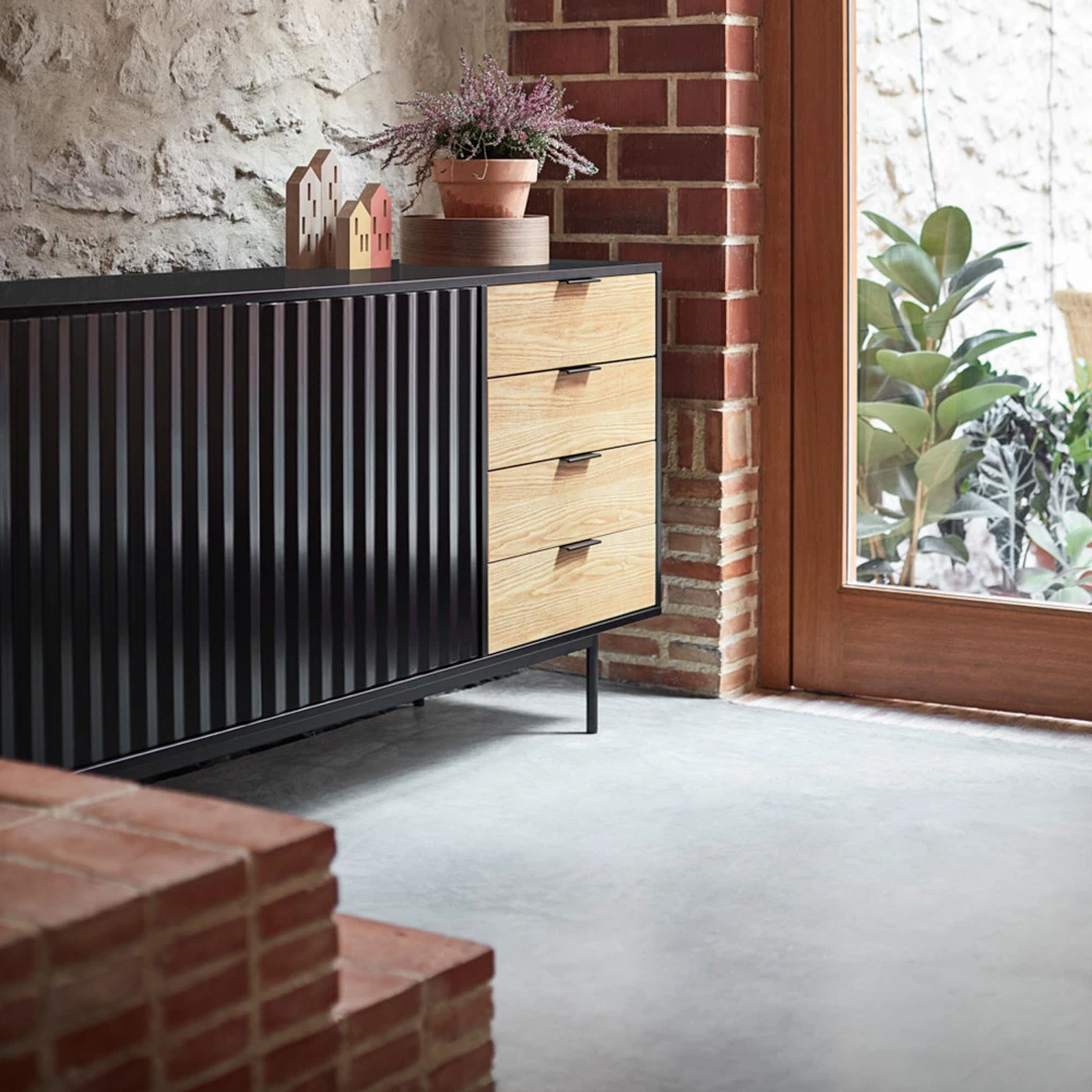 SIERRA Buffet En Bois 2 Portes 4 Tiroirs L159,2cm 10 SIERRA Buffet En Bois 2 Portes 4 Tiroirs L159,2cm – Image 8