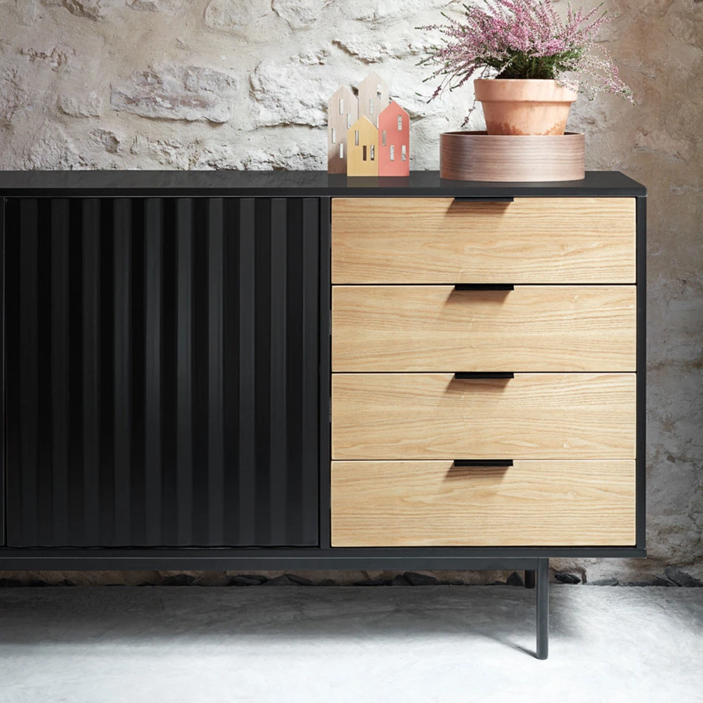 SIERRA Buffet En Bois 2 Portes 4 Tiroirs L159,2cm 3 SIERRA Buffet En Bois 2 Portes 4 Tiroirs L159,2cm