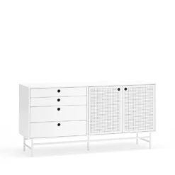 PUNTO Buffet En Bois 2 Portes 4 Tirroirs L150cm -Meubles Soldes Magasin buffet bois 2 portes 4 tirroirs l150cm teulat punto 2