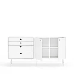 PUNTO Buffet En Bois 2 Portes 4 Tirroirs L150cm -Meubles Soldes Magasin buffet bois 2 portes 4 tirroirs l150cm teulat punto 3