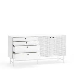 PUNTO Buffet En Bois 2 Portes 4 Tirroirs L150cm -Meubles Soldes Magasin buffet bois 2 portes 4 tirroirs l150cm teulat punto 4