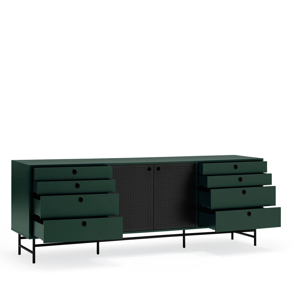 PUNTO Buffet En Bois 2 Portes 8 Tiroirs L212cm 7 PUNTO Buffet En Bois 2 Portes 8 Tiroirs L212cm – Image 5