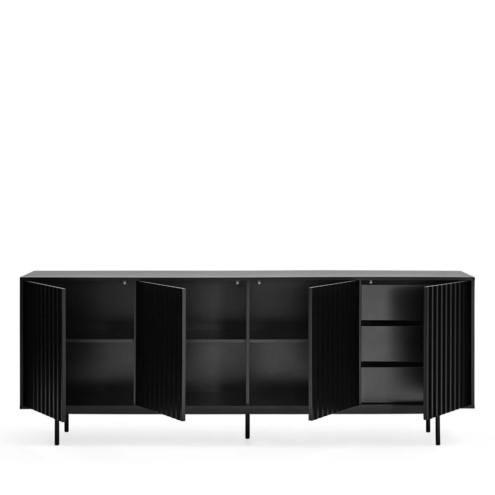 SIERRA Buffet En Bois 4 Portes 3 Tiroirs L211cm 5 SIERRA Buffet En Bois 4 Portes 3 Tiroirs L211cm – Image 3